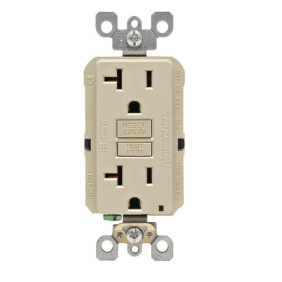 20 Amp Self-Test SmartlockPro Slim Duplex GFCI Outlet, Ivory - Super Arbor