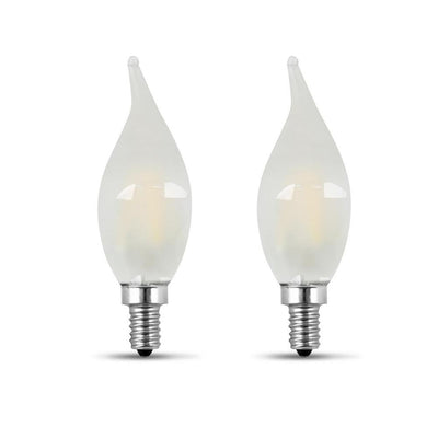 Feit Electric 60-Watt Equivalent CA10 Candelabra Dimmable Filament CEC Frosted Glass Chandelier LED Light Bulb, Soft White (2-Pack) - Super Arbor