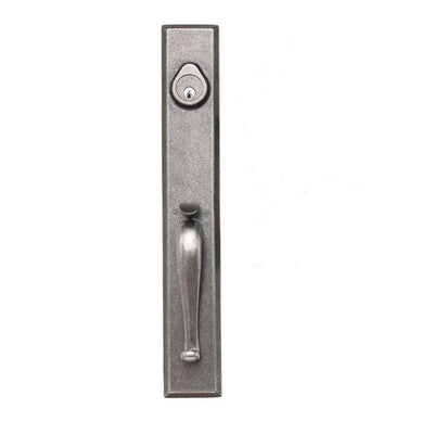 Sandcast Cordoba Aged Pewter Single Cylinder Deadbolt Entry Door Handleset with Tulum Knob Inside Trim - Super Arbor