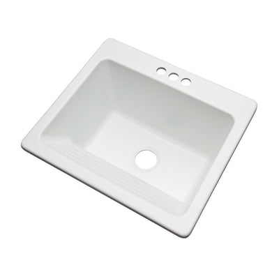 Kensington Drop-In Acrylic 25 in. 3-Hole Single Bowl Utility Sink in White - Super Arbor