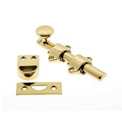 4-1/4 in. Solid Brass Polished Brass Dutch Door Surface Bolt - Super Arbor