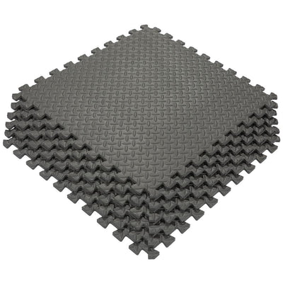 Ottomanson Multi-Purpose Black 24 in. x 24 in. EVA Foam Interlocking Anti-Fatigue Exercise Tile Mat (6-Pack)