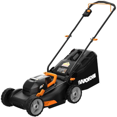 Worx POWER SHARE 40-Volt 17 in. Cordless Battery Walk Behind Mower with Mulching & Intellicut, (Battery & Charger Included)