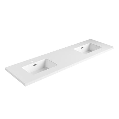 True 74 in. W Solid Surface Vessel Vanity Top in Matt White with Matt White Basin - Super Arbor