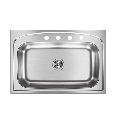 Pergola Drop-In Stainless Steel 33 in. 4-Hole Single Bowl Kitchen Sink - Super Arbor