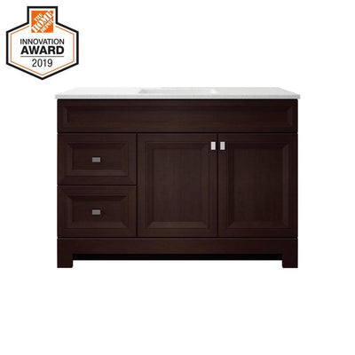 Sedgewood 18-1/2 in. W Bath Vanity in Dark Cognac with Solid Surface Technology Vanity Top in Arctic with White Sink - Super Arbor