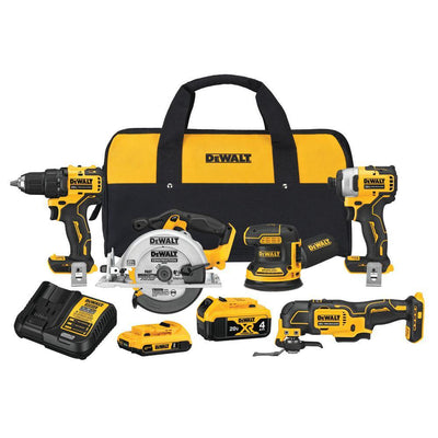20-Volt MAX Lithium-Ion Cordless Combo Kit (5-Tool) with (1) 4.0Ah Battery, (1) 2.0Ah Battery, Charger and Bag - Super Arbor