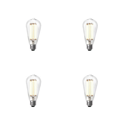 Feit Electric 60-Watt Equivalent ST19 Dimmable LED Clear Glass Vintage Edison Light Bulb With Straight Filament Bright White (4-Pack) - Super Arbor