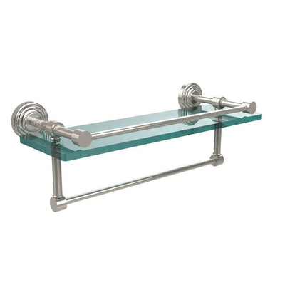 16 in. L  x 5 in. H  x 5 in. W Clear Glass Bathroom Shelf with Towel Bar in Polished Nickel - Super Arbor