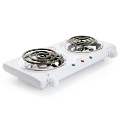 2-Burner 9 in. White Electric Countertop Hot Plate - Super Arbor