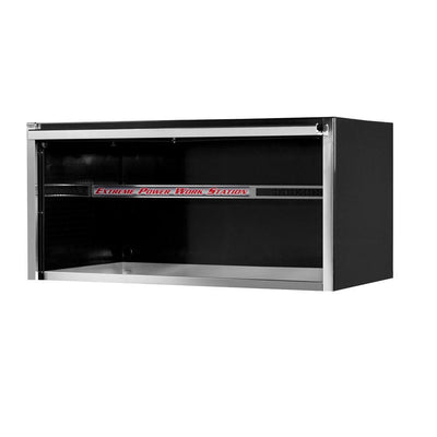 55 in. Power Workstation Professional Hutch with Stainless Steel Shelf and Work Surface in Black - Super Arbor