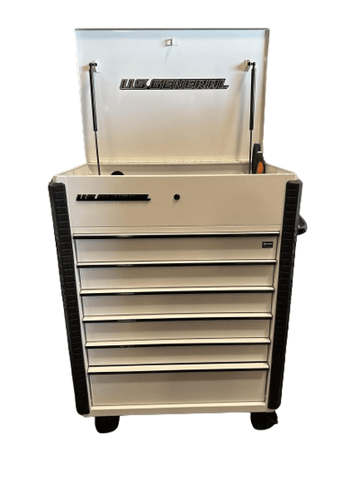 U.S. GENERAL 34 in. x 23 in., 6-Drawer, Full-Bank Service Cart, White - Super Arbor