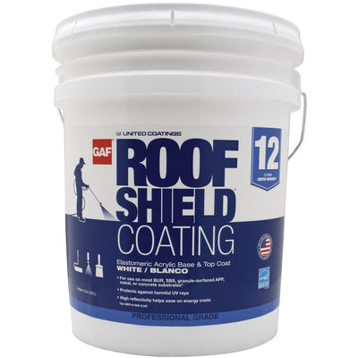 RoofShield Top Coat 5 Gal. White Acrylic Reflective Elastomeric Roof Coating (12-year Limited Warranty) - Super Arbor