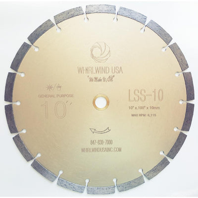 Whirlwind USA 10 in. 18-Teeth Segmented Diamond Blade for Dry or Wet Cutting Concrete, Stone, Brick and Masonry