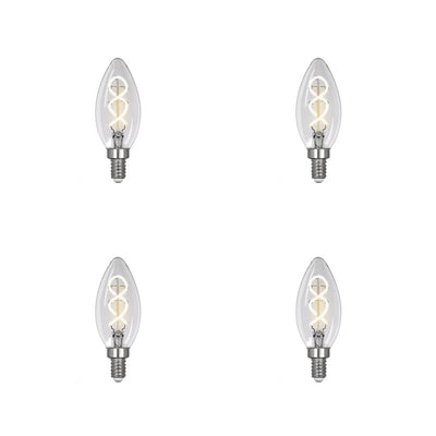 Feit Electric 40-Watt Equivalent B10 Dimmable Candelabra Clear Glass Vintage LED Light Bulb with Spiral Filament Warm White (4-Pack) - Super Arbor
