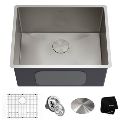 Standart PRO 24 in. x 18.5 in. x 12 in. 16-Gauge Undermount Single Bowl Stainless Steel Laundry and Utility Sink - Super Arbor