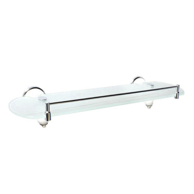 Arora 20 in. W Frosted Glass Shelf with Rail in White Porcelain and Polished Chrome - Super Arbor