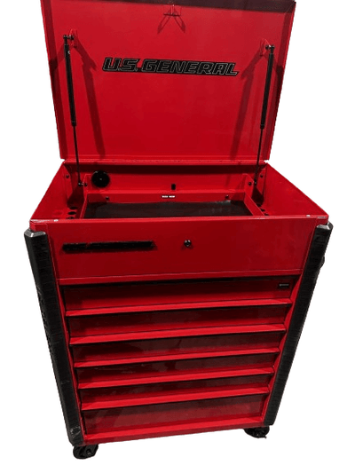 U.S. GENERAL 34 in. x 23 in., 6-Drawer, Full-Bank Service Cart, Red - Super Arbor