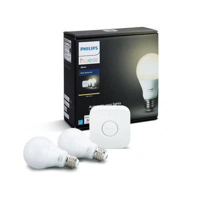 Philips 60-Watt Equivalent A19 Dimmable Hue White Smart Wireless Soft White LED Light Bulb Starter Kit