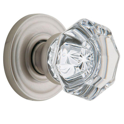 Filmore Satin Nickel Half-Dummy Crystal Door Knob - Super Arbor