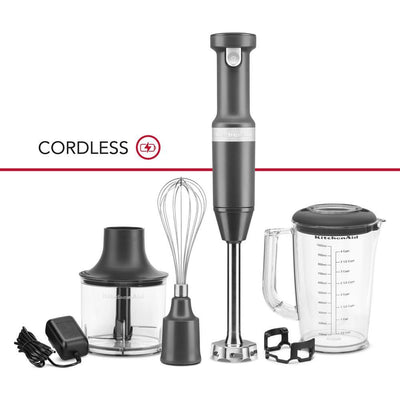 Cordless Variable Speed Charcoal Grey Hand Blender with Chopper and Whisk Attachment - Super Arbor