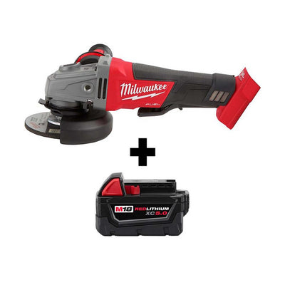 M18 FUEL 18-Volt Lithium-Ion Brushless Cordless 4-1/2 in./5 in. Grinder with Paddle Switch with M18 5.0Ah Battery - Super Arbor