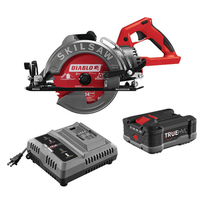 TRUEHVL 48-Volt Cordless 7-1/4 in. Worm Drive Saw Kit with TRUEHVL Battery and Diablo Blade - Super Arbor