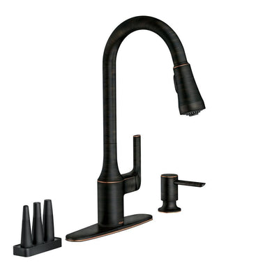 Milton Single-Handle Pull-Down Sprayer Kitchen Faucet with Reflex and Power Clean Attachments in Mediterranean Bronze - Super Arbor