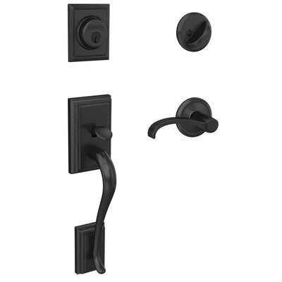 Custom Addison Matte Black Single Cylinder Door Handleset with Whitney Door Lever - Super Arbor