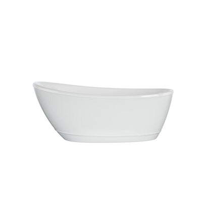 Johanna 59 in. x 30 in. Acrylic Flatbottom Freestanding Soaking Bathtub in White - Super Arbor