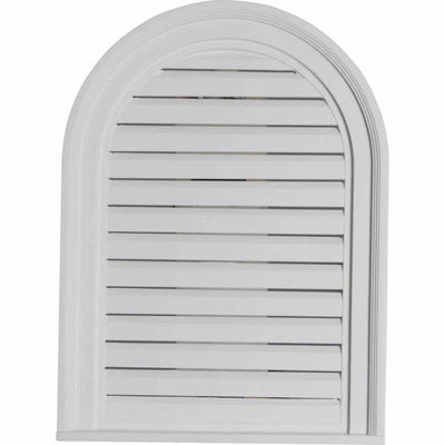 18 in. x 24 in. Round Top Primed Polyurethane Paintable Gable Louver Vent - Super Arbor