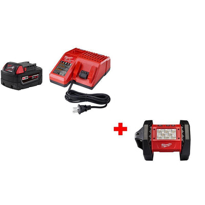 M18 18-Volt Lithium-Ion Cordless 5.0Ah Starter Kit with M18 18-Volt Lithium-Ion Cordless LED Flood Light - Super Arbor