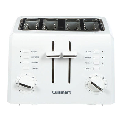 Compact 4-Slice White Wide Slot Toaster with Crumb Tray - Super Arbor