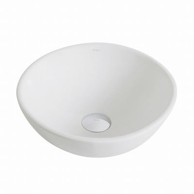 KRAUS Elavo Small Round Ceramic Vessel Bathroom Sink in White - Super Arbor