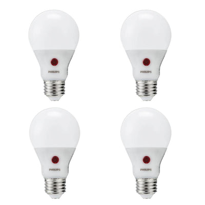 Philips 60-Watt Equivalent A19 Dusk To Dawn Automatic On/Off Energy Saving LED Light Bulb Soft White (2700K) (4-Pack)
