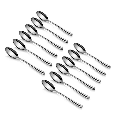 Rain II 12-Piece Forged 18/10 Stainless Steel Teaspoon Set - Super Arbor