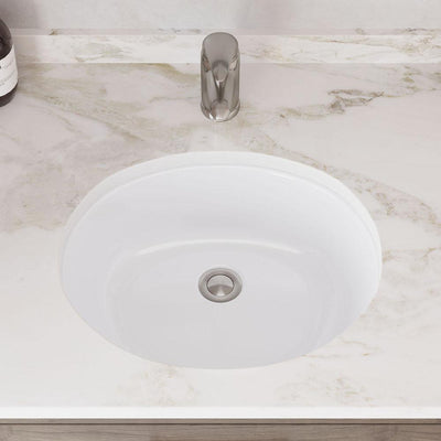 MR Direct 19 in. Undermount Bathroom Sink in White with White SinkLink and Pop-Up Drain in Brushed Nickel - Super Arbor