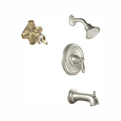 Brantford Single-Handle 1-Spray Posi-Temp Tub and Shower Faucet Trim Kit in Brushed Nickel (Valve Included) - Super Arbor