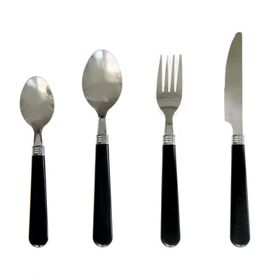 Sensations II 16-Piece with Wire Caddy Black Flatware Set (Service for 4) - Super Arbor