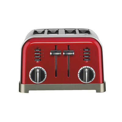 Classic Series 4-Slice Red Wide Slot Toaster with Crumb Tray - Super Arbor