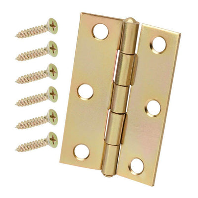 2-1/2 in. x 2-1/2 in. Satin Brass Narrow Utility Hinge Non-Removable Pin (2 per Pack) - Super Arbor