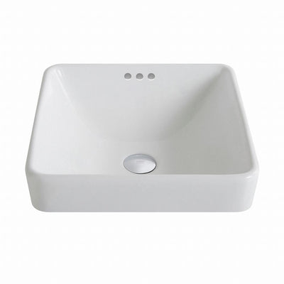 KRAUS Elavo Series Square Ceramic Semi-Recessed Bathroom Sink in White with Overflow - Super Arbor