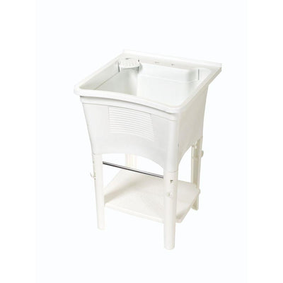 24 in. W x 36 in. H Polypropylene Full Featured Ergo Laundry Tub Workcenter in White - Super Arbor