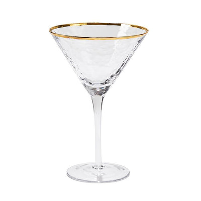 8 oz. Metallic Gold Rim Martini Glass (Set of 4) - Super Arbor