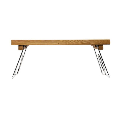 Nature Stainless Oak Bed Tray with Stainless Steel Folding Legs, 19 5/8in x 11 7/18 in x 9 5/8 in - Super Arbor