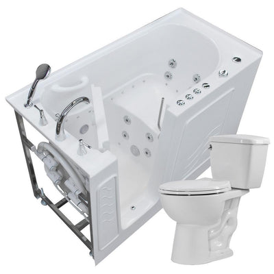 60 in. Walk-In Whirlpool and Air Bath Tub in White with 1.28 GPF Single Flush Toilet - Super Arbor