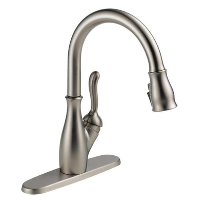 Leland Single-Handle Pull-Down Sprayer Kitchen Faucet with ShieldSpray in Stainless - Super Arbor