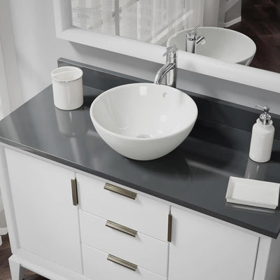 Porcelain Vessel Sink in Biscuit with 7001 Faucet and Pop-Up Drain in Chrome - Super Arbor