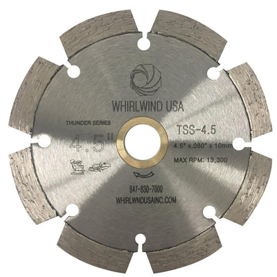 Whirlwind USA 4.5 in. 8-Teeth Segmented Laser Welded Diamond Blade for Dry or Wet Cutting Concrete, Stone, Brick and Masonry