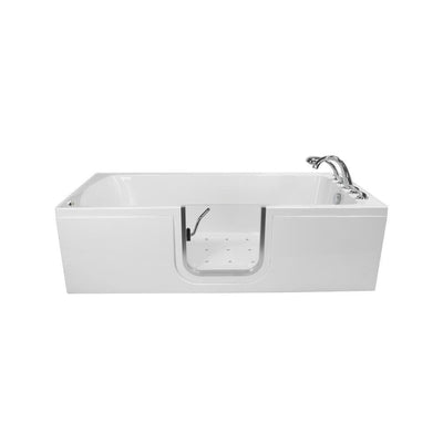 Laydown 72 in. Walk-in Air Bath Bathtub in White with Right Hinged Middle Glass Door, 5 PC Fast Fill Faucet, Right Drain - Super Arbor